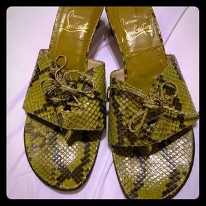 Vintage Christian Louboutin Green Snakeskin Sandal